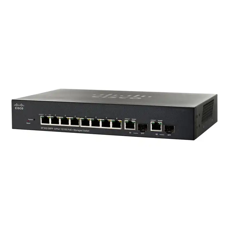 Cisco Small Business SF302-08PP - Commutateur - C3 - Géré - 8 x 10 - 100 (PoE+) + 2 x SFP Gigabi... (SF302-08PP-K9EU-RF)_1